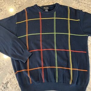 Vintage Tosani Crewneck Sweater with Vibrant Grid Pattern